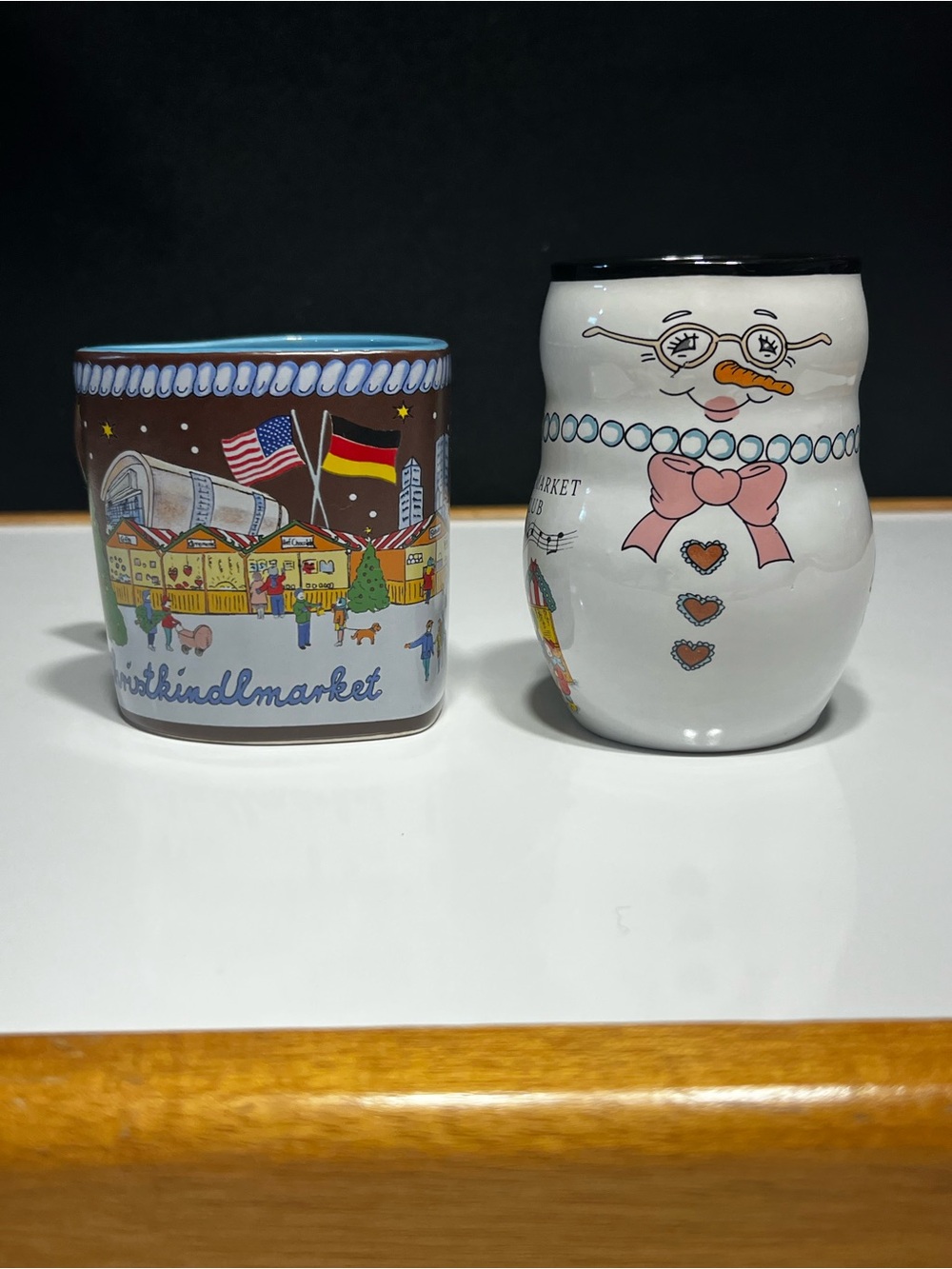 2018 Holiday Market mug pair. Snowman and Heat mug. Christkindlmarket